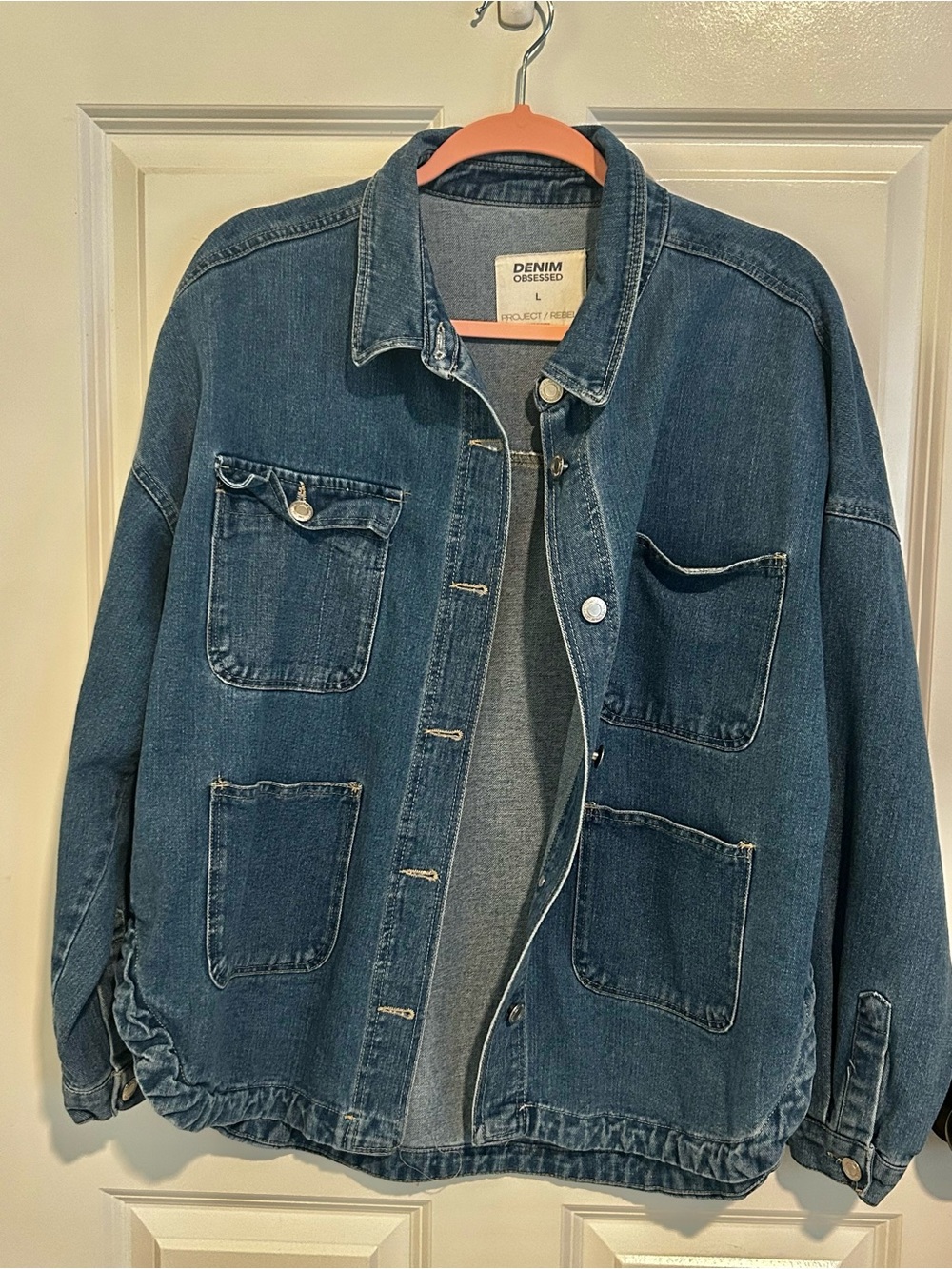 Denim Oversized Men's Blue Jacket - Casual Workwear